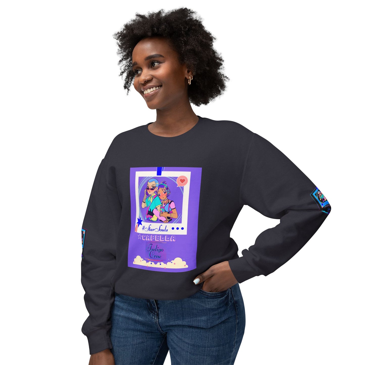 Indigo-Crew Capella Unisex Lightweight Crewneck Sweatshirt