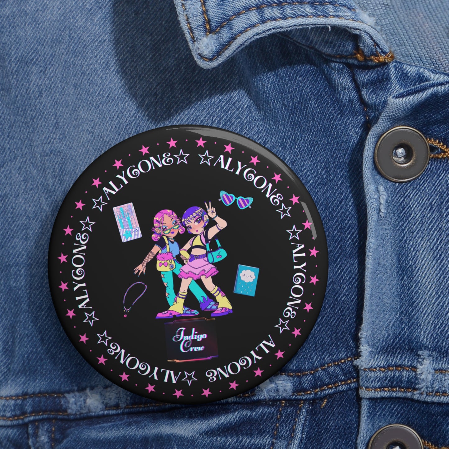 Indigo-Crew Alycone Pin Buttons