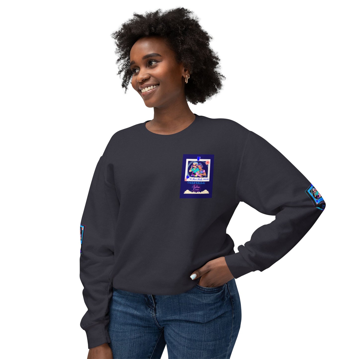Indigo-Crew Capella Unisex Lightweight Crewneck Sweatshirt
