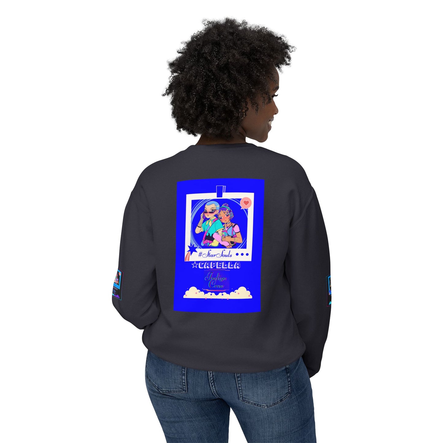 Indigo-Crew Capella Unisex Lightweight Crewneck Sweatshirt