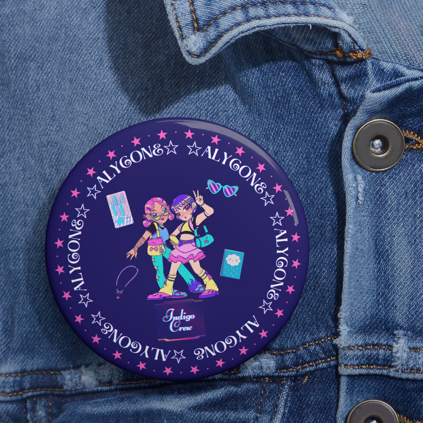 Indigo-Crew Alycone Pin Buttons