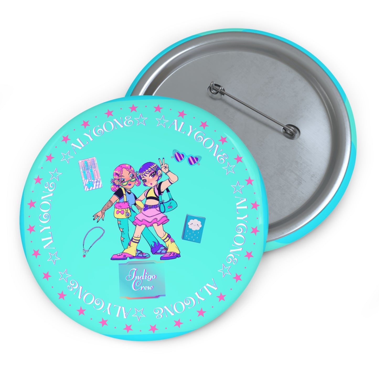 Indigo-Crew Alycone Pin Buttons