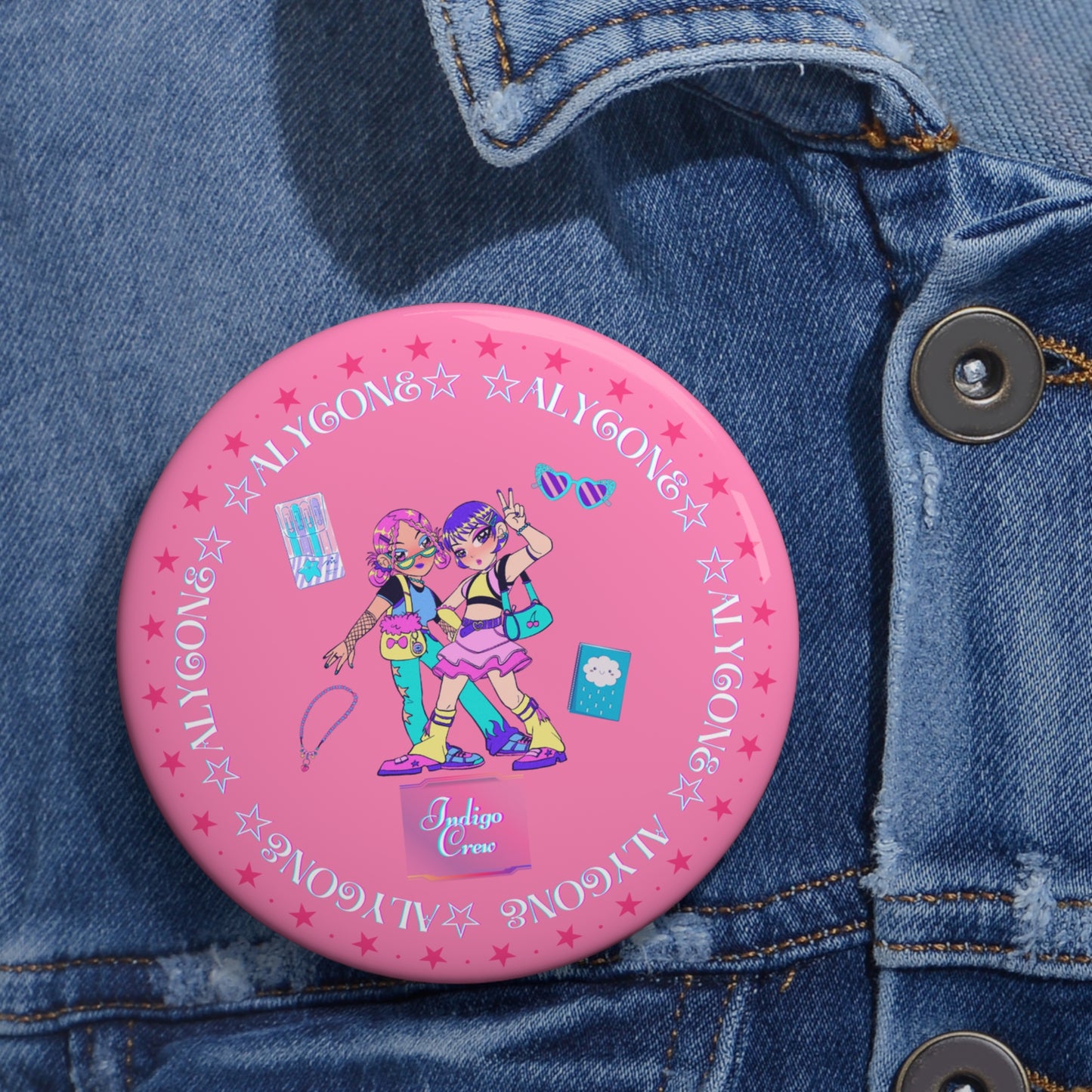 Indigo-Crew Alycone Pin Buttons