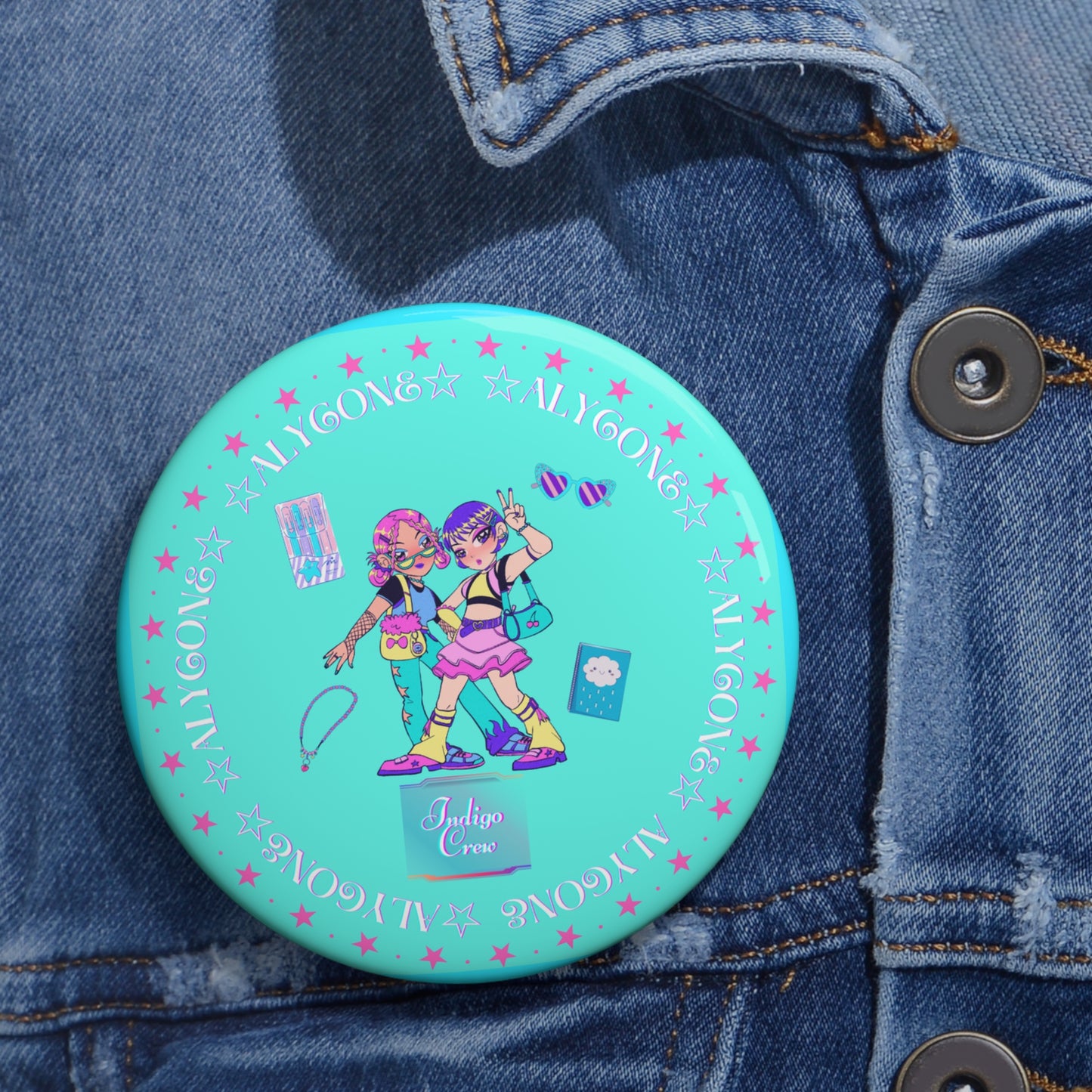 Indigo-Crew Alycone Pin Buttons