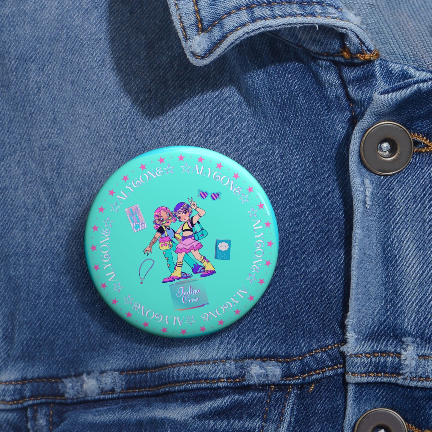 Indigo-Crew Alycone Pin Buttons